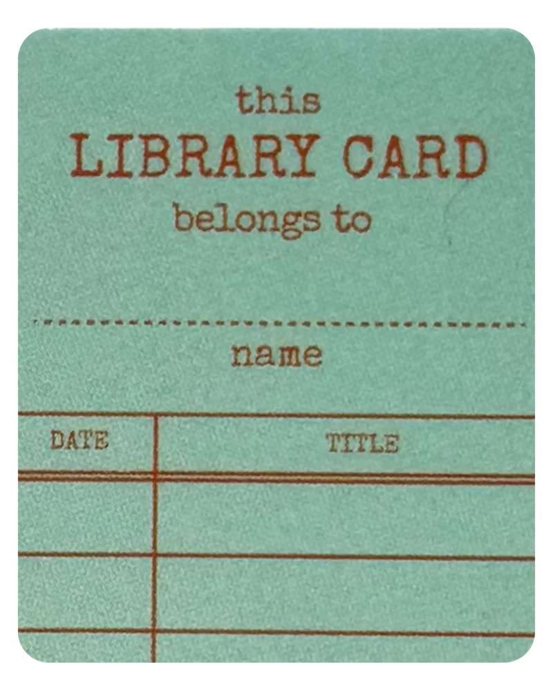 Aqua Library Card magnetic bookmark