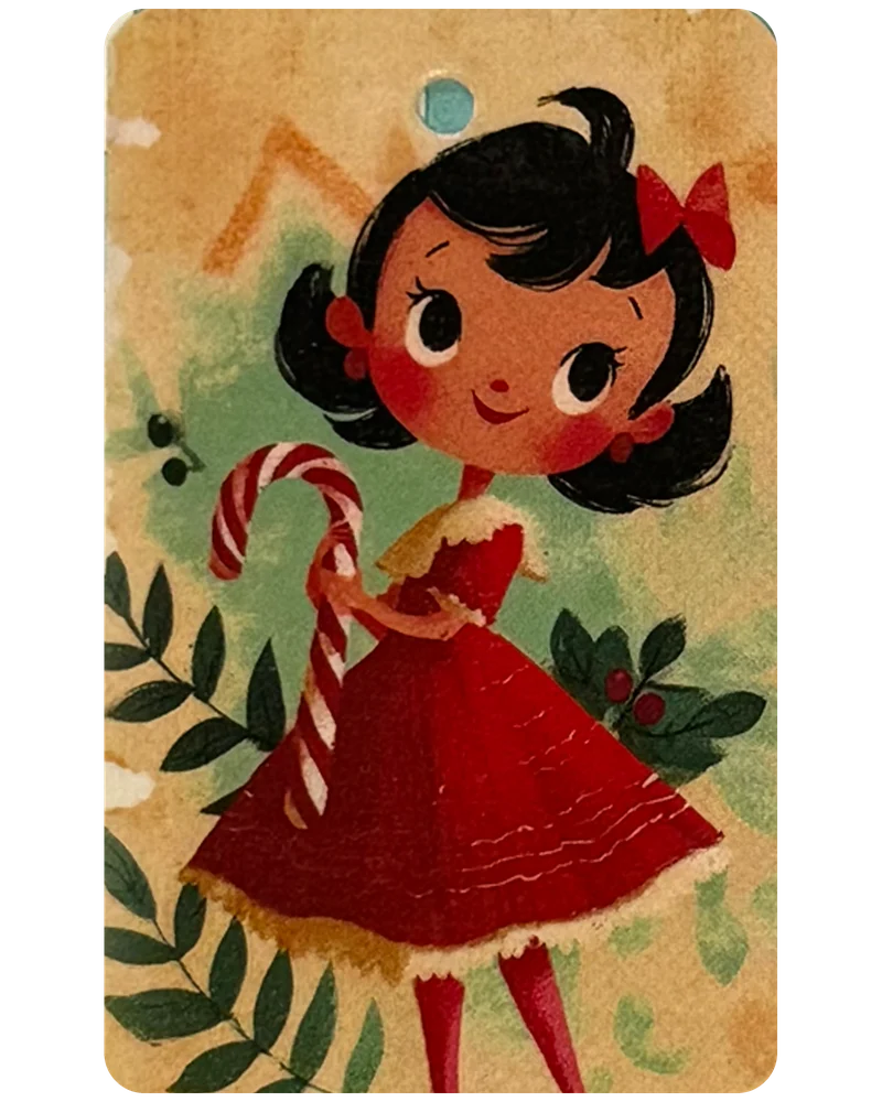 Candy Cane Girl magnetic bookmark