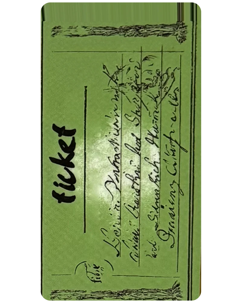 Green Ticket magnetic bookmark