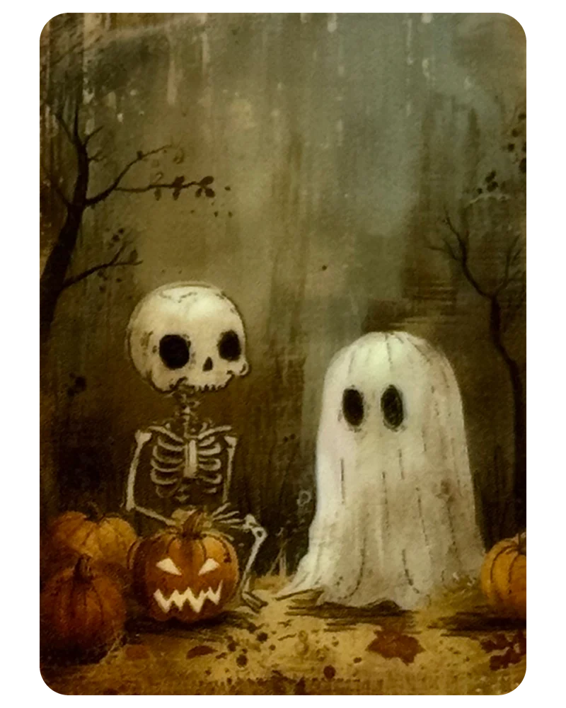 Skeleton & Ghost magnetic bookmark