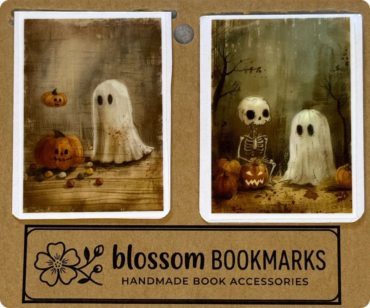 Pumpkin Ghost & Skeleton & Ghost handmade set on its display card