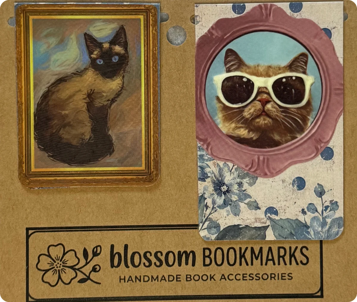Siamese Portrait & Cool Cat handmade set on its display card