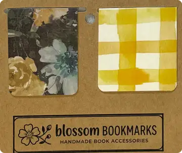 Dusk Floral & Mustard Gingham: Dusk Floral and Mustard Gingham on their display card