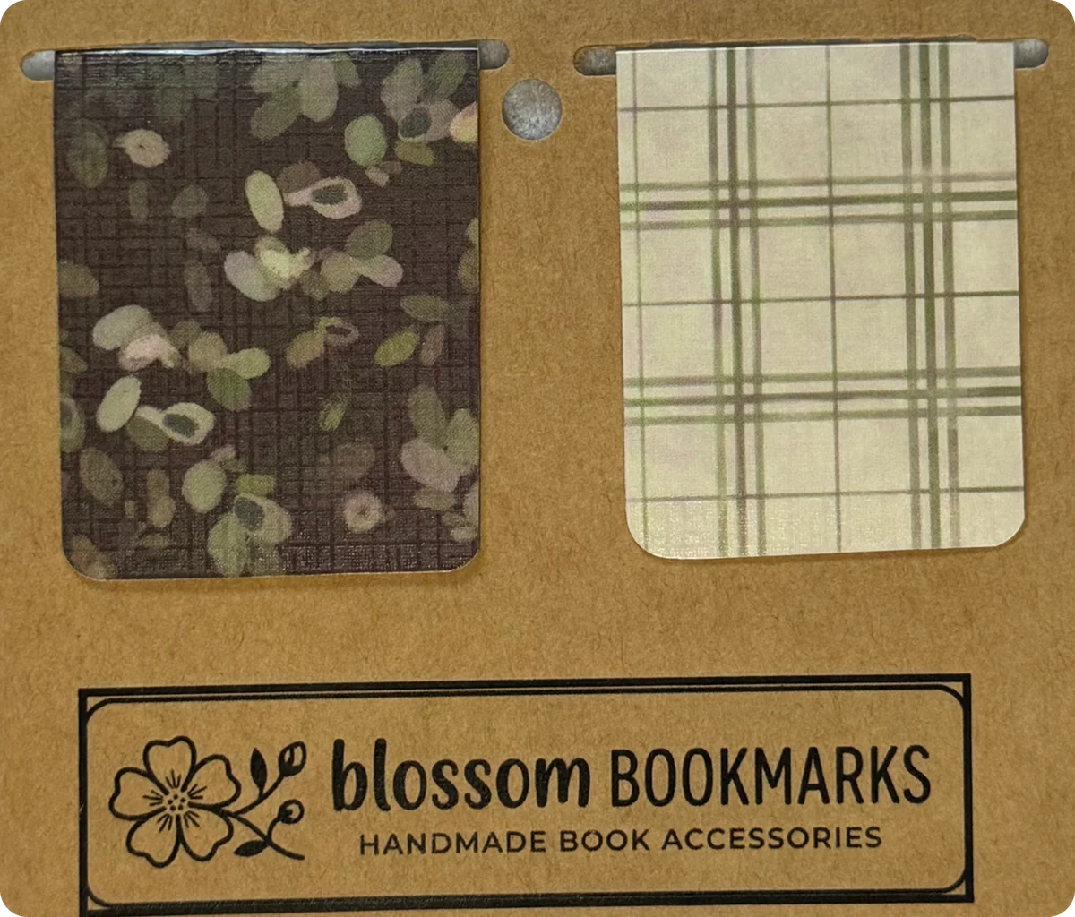 Smoky Leaves & Cream Plaid handmade set on its display card