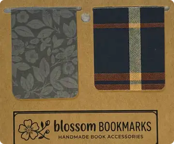 Grey Leaves & Navy Plaid: Grey Leaves and Navy Plaid on their display card