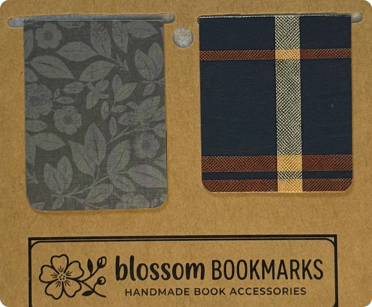 Grey Leaves & Navy Plaid handmade set on its display card