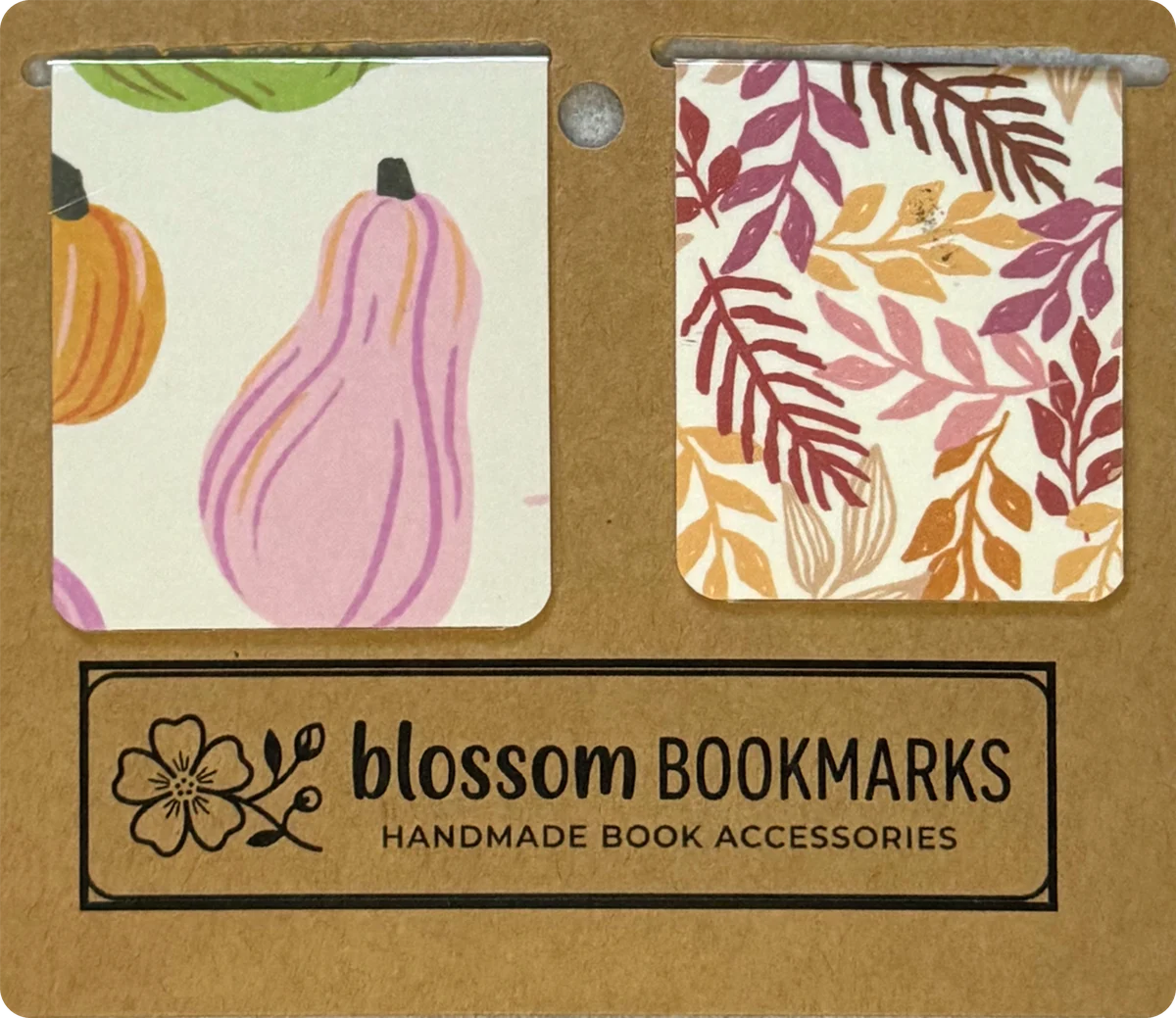 Painted Gourds & Autumn Leaves handmade set on its display card