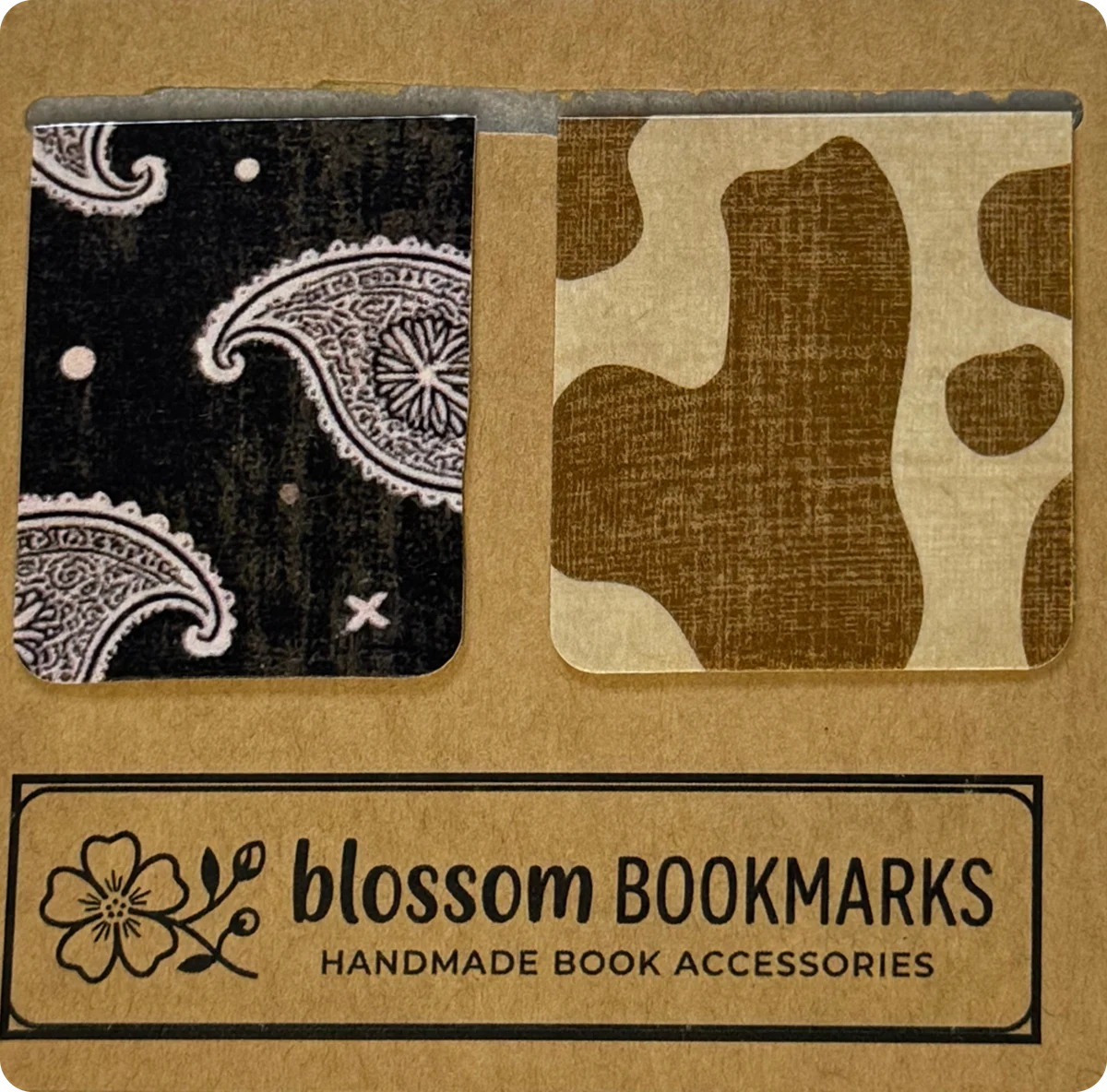 Black Bandana & Brown Cowhide handmade set on its display card